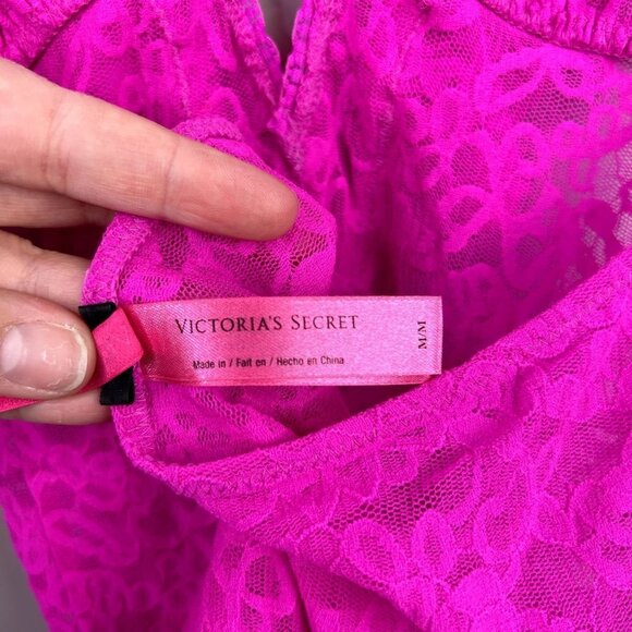 Victorias Secret the lacie hot pink intimates‎ lace halter top size medium - Picture 10 of 12